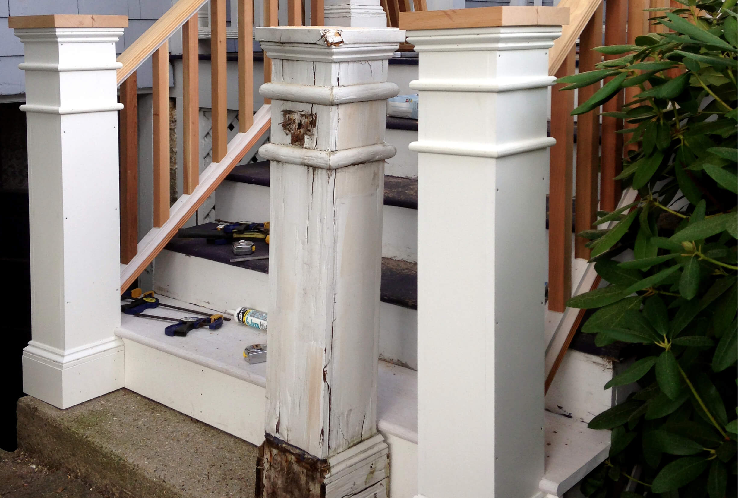 Services: Small Projects and Repairs View of rotting wood steps