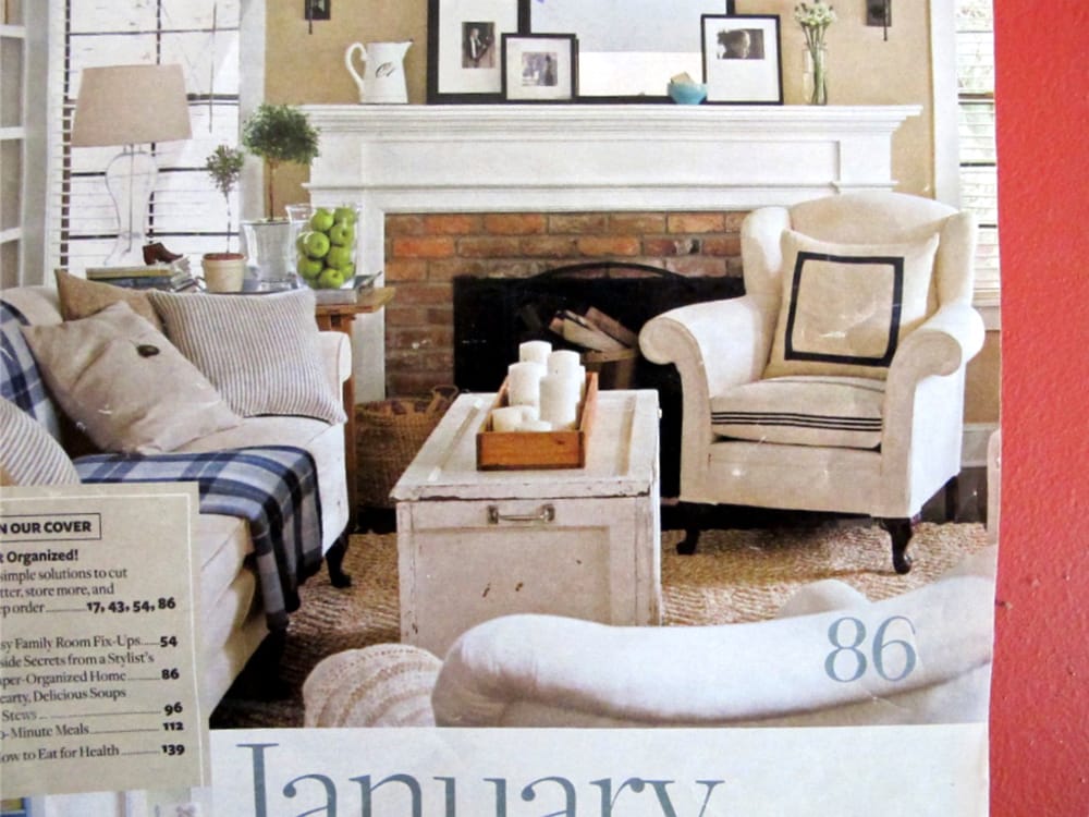 The owners provided this picture, asking that we copy the fireplace details.