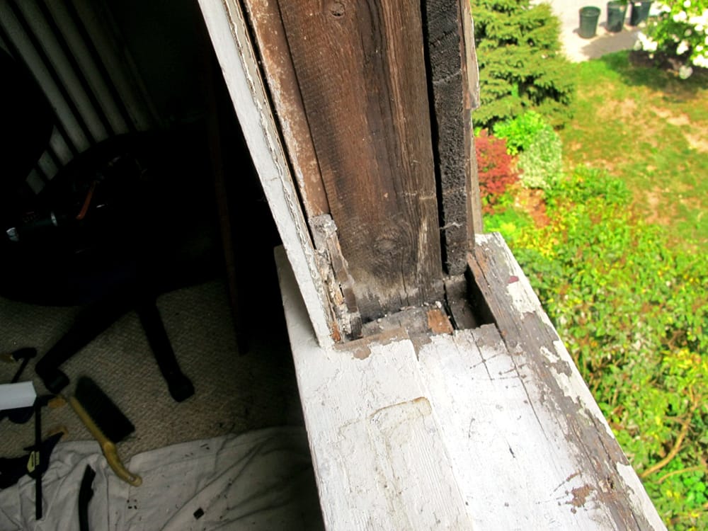 We removed casings and jambs that were rotted beyond repair