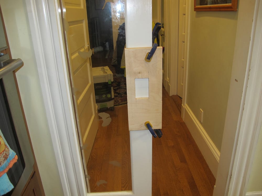 To guide a router, a rectangular pattern is made for the rectangular pull.