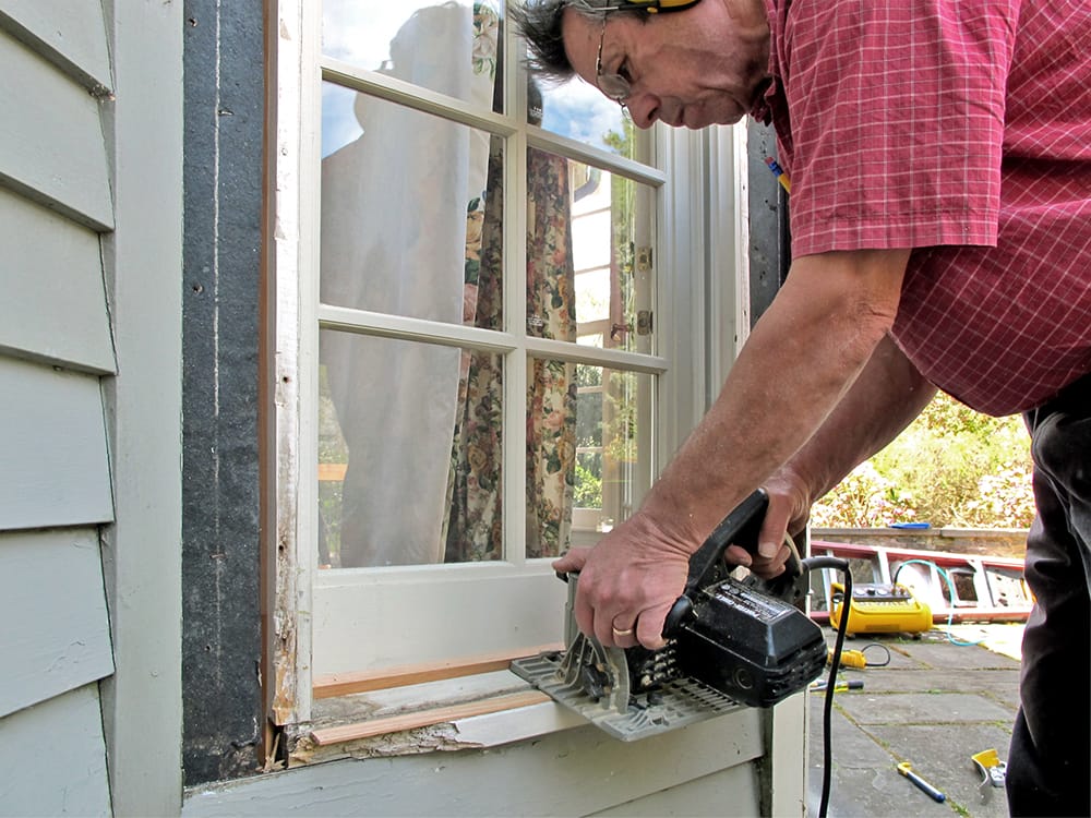 We attached a cutting guide to get a straight, clean cut.