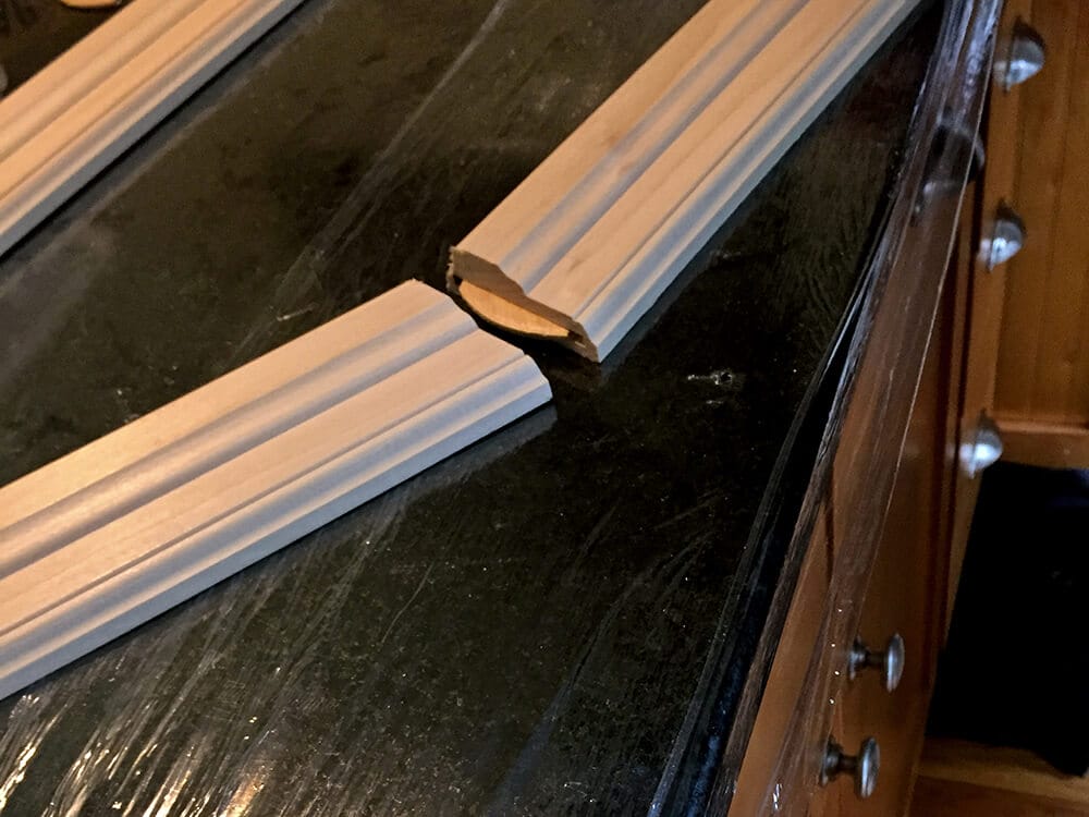 The walls were not flat, so we used biscuits to keep the pieces lined up.