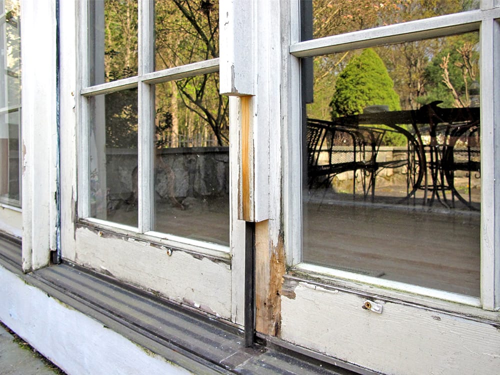 The frame cut down to clear stock, ready to scarf in the repair pieces.