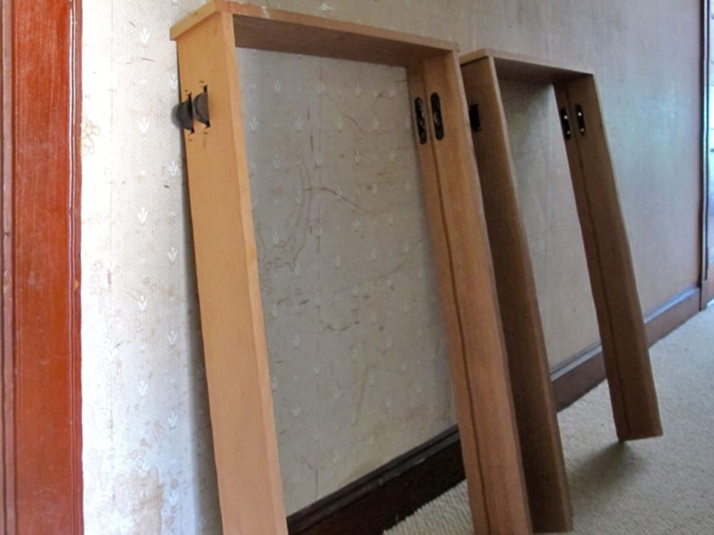 The jams are assembled, and the pulleys installed.