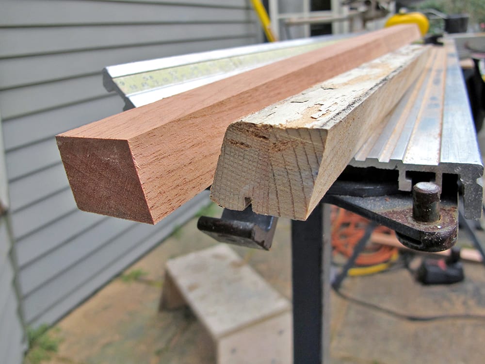 New stock is cut to the same dimensions as the old nosing.